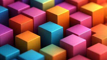 Obraz premium Colorful 3D cubes arranged in a vibrant pattern, creating an abstract visual. Perfect for backgrounds, textures, and design projects.