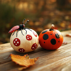 Obraz premium pumpkin painted as an ladybug