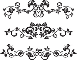 Vector set of traditional Japanese floral ornaments and Oriental decorative designs. Extremely clean vector lines, vinyl and laser ready.