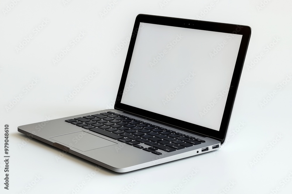 Wall mural laptop mockup on isolated white background created with generative ai