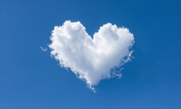 Heart shaped cloud against a blue sky