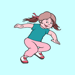 jumping child in the air vector drawing