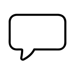 Naklejka premium Rectangular speech bubble with a pointer, black outline on white background with copy space