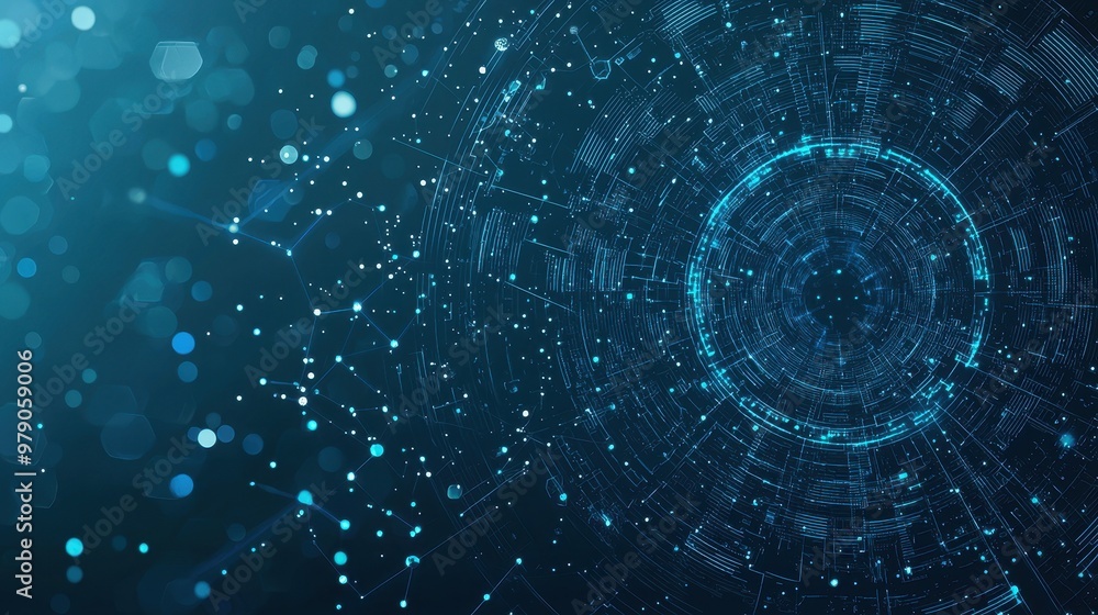 Poster abstract futuristic technology background with glowing lines and circles