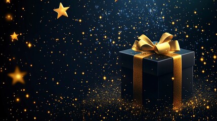 Black friday sale banner with gift box and stars .generative ai