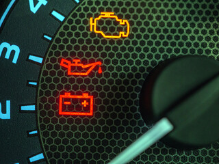warning light, close up of warning light on car dashboard