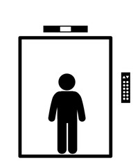 illustration of a person riding an elevator