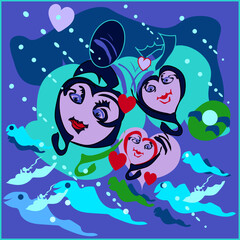 Naklejka premium children in the sea
