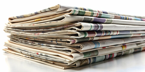 A stack of newspapers with space for copy, news, pile, blank, print, information, paper, journalism, headline, publication