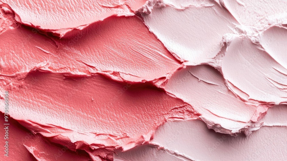 Poster abstract texture of pink and white paint strokes on a canvas, showcasing vibrant colors and dynamic 