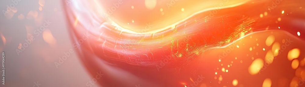 Poster Vibrant abstract texture with flowing lines and luminous particles, creating a warm and dynamic visual experience.