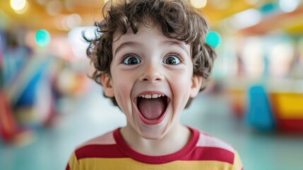 Enchanted Child s Delight Unleashed at Amusement Park Discovery   A young child s face beaming with unbridled excitement and wonder as they experience the magical surprise of their favorite character