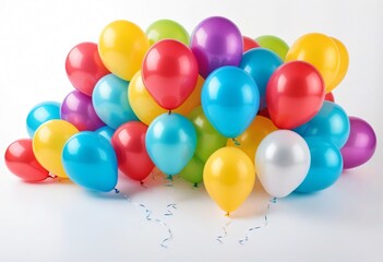 Brightly Colored Balloons on a White Background