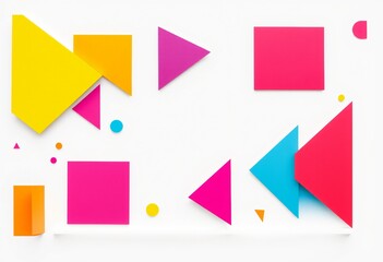 Colorful Geometric Shapes on a White Background