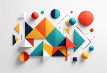 Colorful Geometric Shapes on a White Background