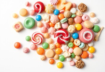 Fototapeta premium Assorted Candies and Sweets on a White Background