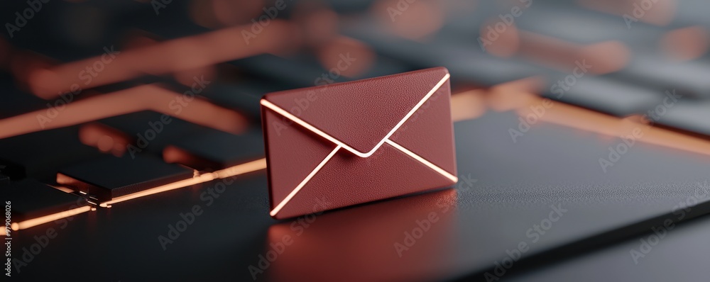 Aufkleber a stylish envelope rests on a modern keyboard, symbolizing digital communication and connection in t