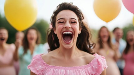 Family members gathered in a cozy living room eagerly anticipating the reveal of their new baby s gender  As the big moment arrives their faces light up with pure joy and excitement