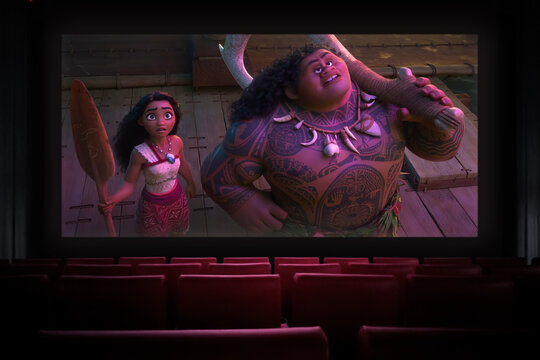 Moana 2 movie in the cinema. Watching a movie in the cinema. Astana, Kazakhstan - September 17, 2024.
