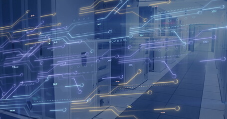 Image of digital data processing, circuit board and computer servers