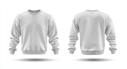 A blank template for a long-sleeved grey sweatshirt isolated on a white background. Create a mockup for a gray pullover.