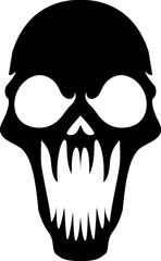 Horror and scary halloween faces silhouette icon. Halloween pumpkin, emoji and tattoo ghost smile spooky jack evil mouth eyes scary silhouette vector illustration 