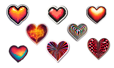 Bright pixelated orange heart with a glowing effect, giving it a retro video game vibe stickers