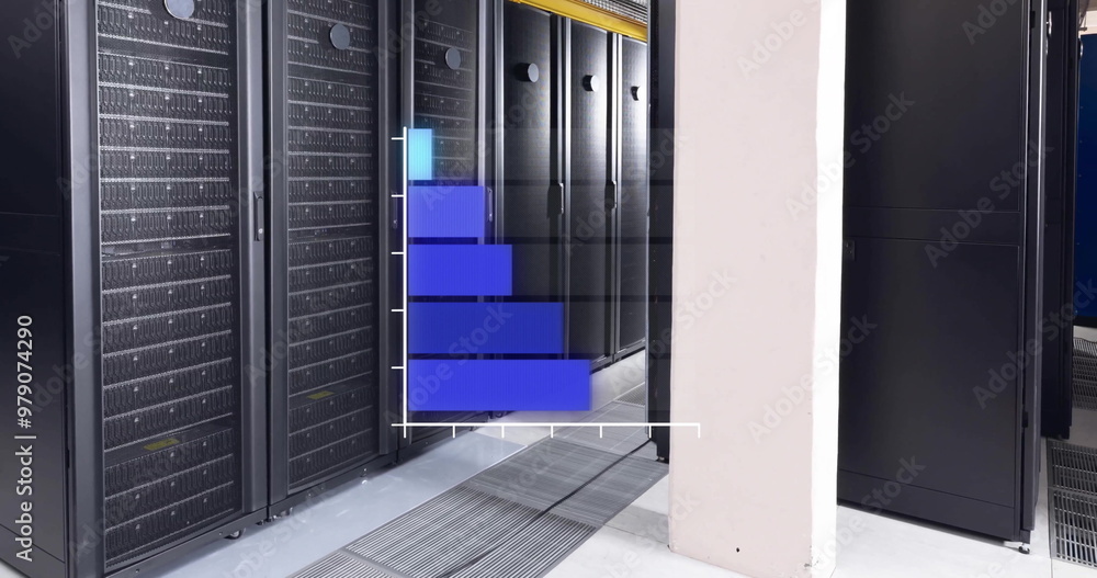 Poster image of statistics and data processing over computer servers