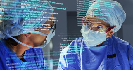 Image of data processing over diverse surgeons during operation