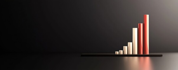 Obraz premium A sleek bar graph displays growth trends in a modern design, highlighting progress with bold colors against a dark background.