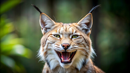 Laughing lynx with a big smile, a social media meme of a happy cat, lynx, laughing, smile, social media, meme, happy, cat, animal, wildlife