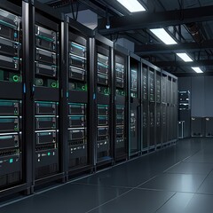 server room with servers Server racks in server room data center server rack with servers	
