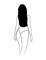 woman ass butt black and white hand drawing