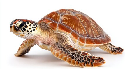 Obraz premium Green Sea Turtle Shell Close Up Wildlife Reptile Ocean Animal Nature Isolated White