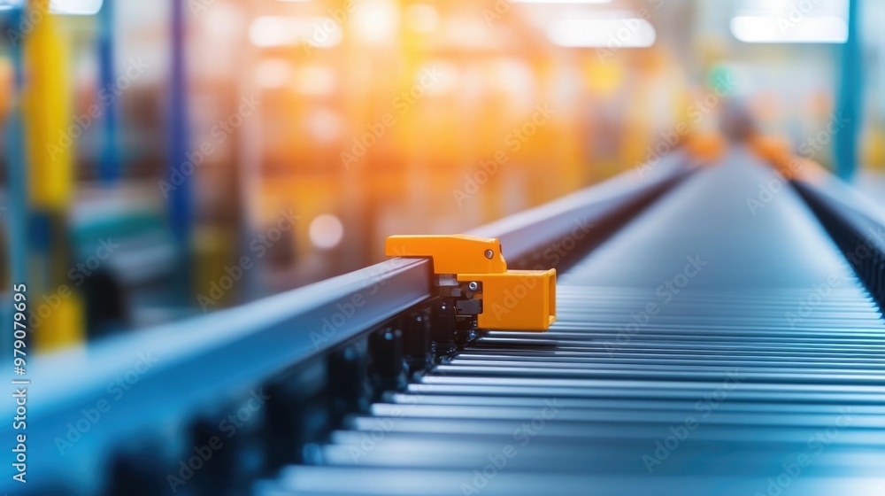 Poster robotic arm meticulously assembling automotive components on an industrial production line with deep