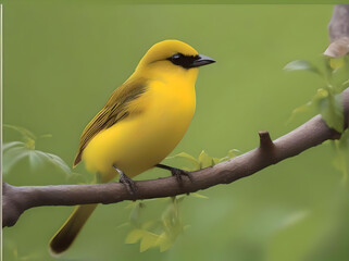  An elegant painting of a bird on a branch with lush flowers, reflecting the peaceful coexistence of wildlife and flora. generated ai