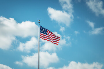 Obraz premium The American flag in the wild of West Texas