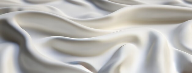 Obraz premium Rippled and folded cream textile. Colorful banner with waves.