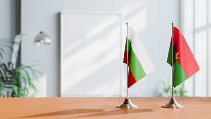 FLAGS OF BULGARIA AND BURKINA-FASO ON TABLE