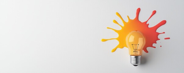 A creative light bulb with vibrant paint splash, symbolizing inspiration and imagination in a modern design.