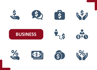 Business Icons. Investment, Investing, Money, Suitcase, Businessman, Job, Career, Cash Icon