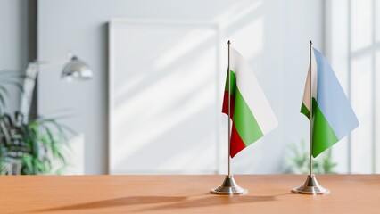 FLAGS OF BULGARIA AND DJIBOUTI ON TABLE