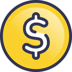 Golden coin with a bold dollar sign, symbolizing currency, finance, and wealth.