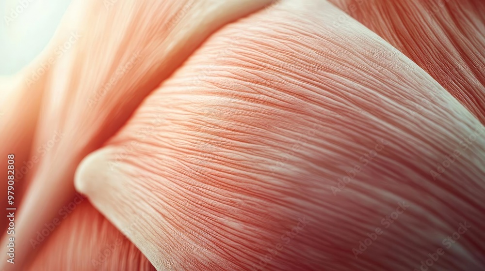 Poster Close-up view of soft, textured muscle fibers showcasing delicate patterns and subtle colors, ideal for health and fitness themes.