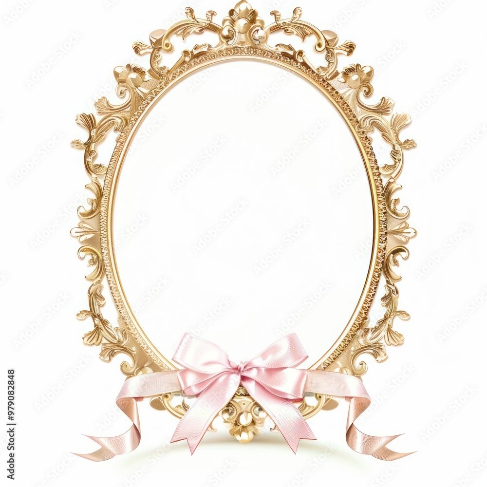 Poster elegant ornate oval frame ribbon