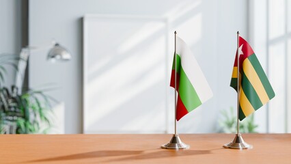 FLAGS OF BULGARIA AND TOGO ON TABLE