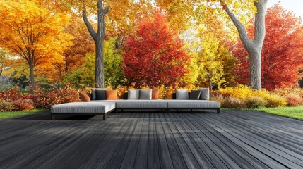 Incorporating sleek decking, modern outdoor furniture, and planters into an outdoor patio at a suburban contemporary home