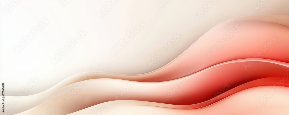 Poster a soft and elegant wave background blending white and red hues, perfect for design and branding proj
