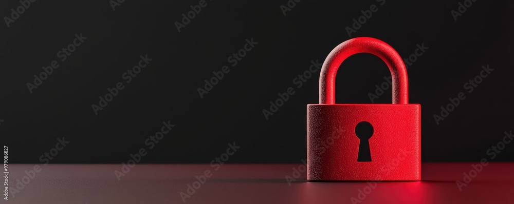 Poster a vibrant red padlock on a dark background symbolizes security and protection. ideal for concepts of