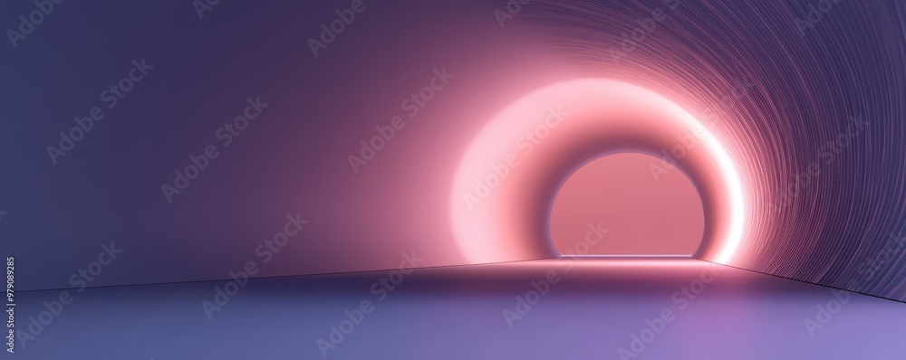 Poster a captivating digital tunnel with soft glowing lights, creating an immersive atmosphere of mystery a